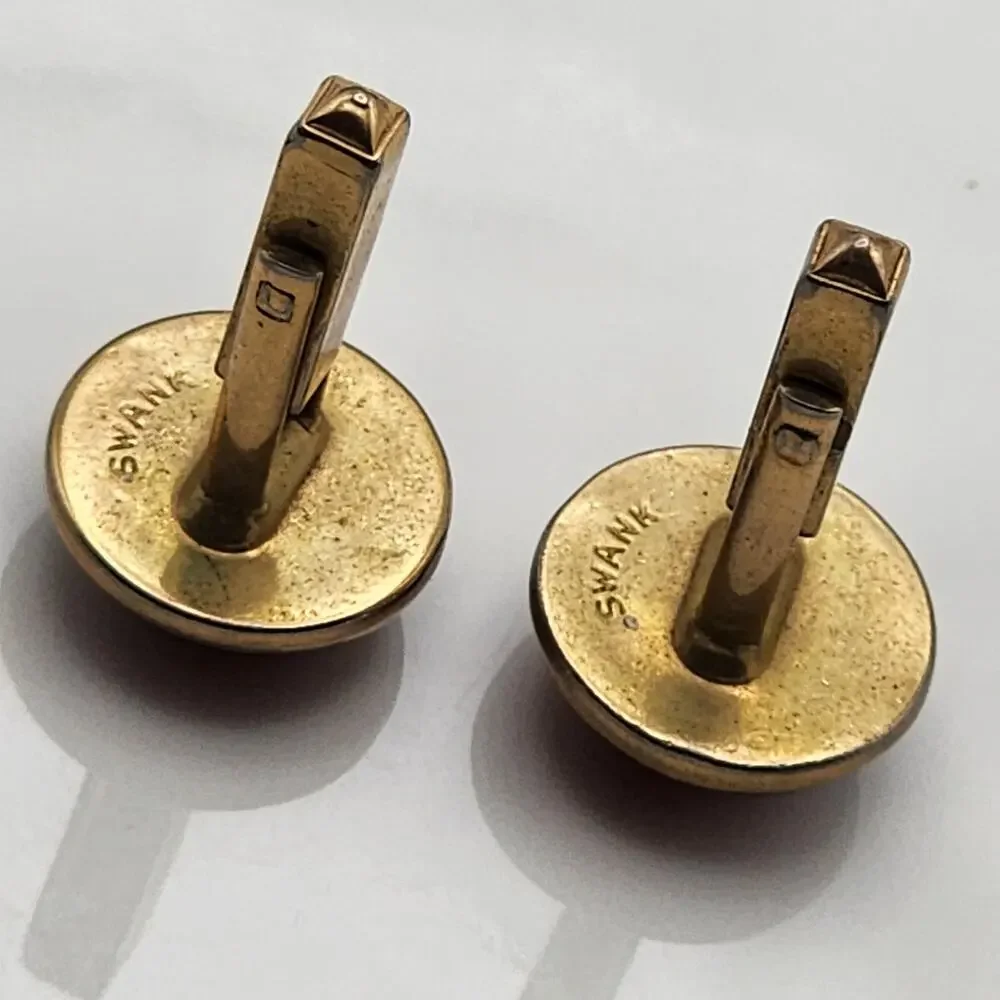 Antique Vintage Swank Gold Red Cufflinks Cuff Links